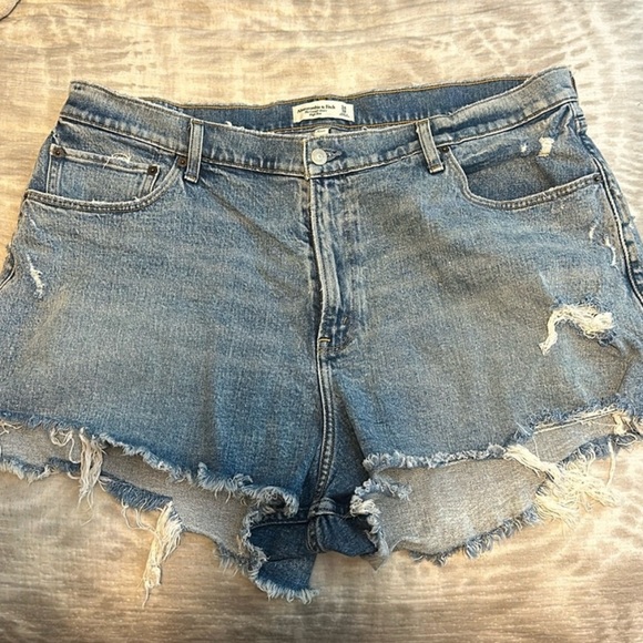 Abercrombie & Fitch Pants - Abercrombie & Fitch Light Blue Distressed Jean Shorts